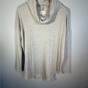 Lou & Grey Cozy Cowl Neck Sweater L Heather Grey